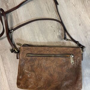 Patricia Nash Tan Floral Crossbody Bag